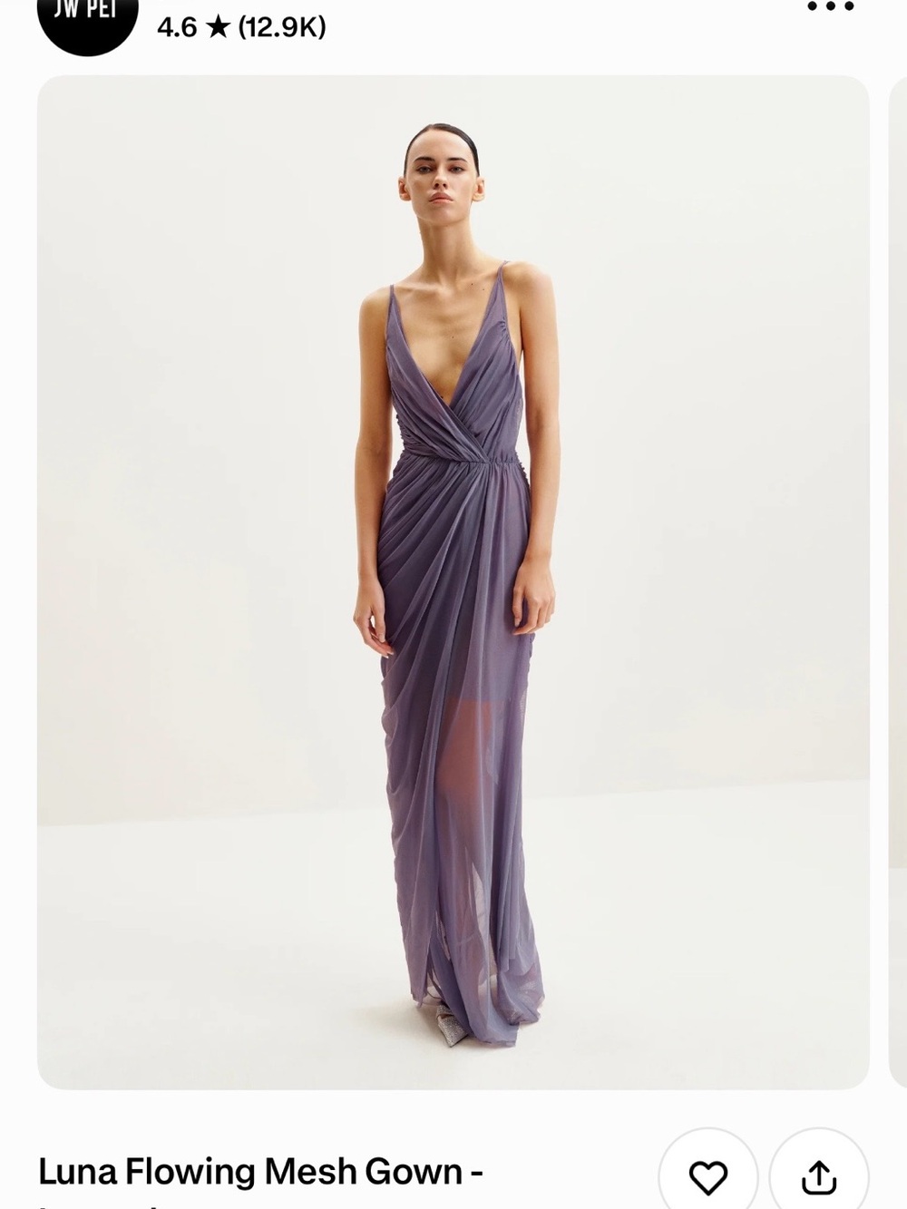JW PEI Flowing V-Neck Mesh Maxi Gown in Lavender